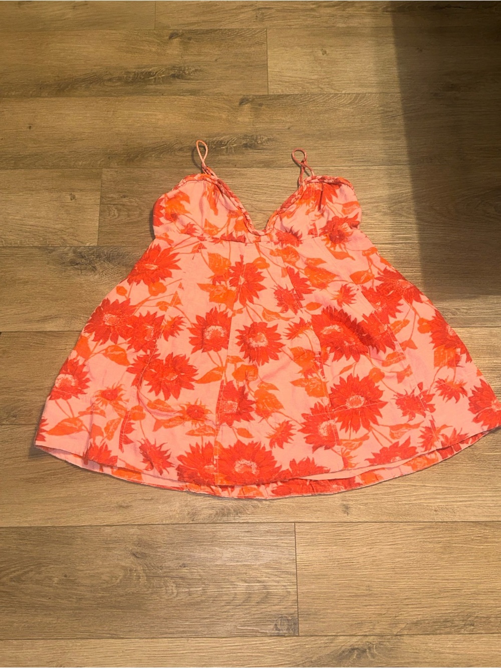 Free People Pink and Orange Floral Mini Dress